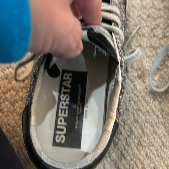 Golden Goose Superstar Sneaker Multi Glitter Metallic Turquoise Blue Star 37 - Picture 10 of 16